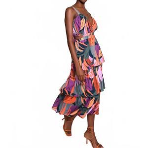 NEW HUTCH aisha v-neck maxi dress in multi tropical leaves
